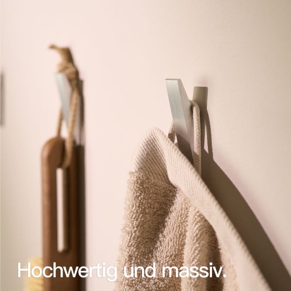 Designfabrik Hamburg Klebehaken ohne Bohren  |  4 Selbstklebende Haken | Wandhaken Silber
