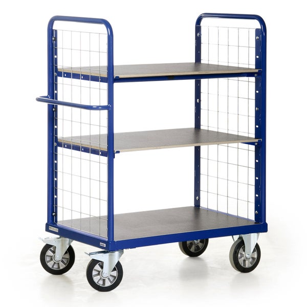 Etagenwagen mit drei Ebenen und Gitterwänden