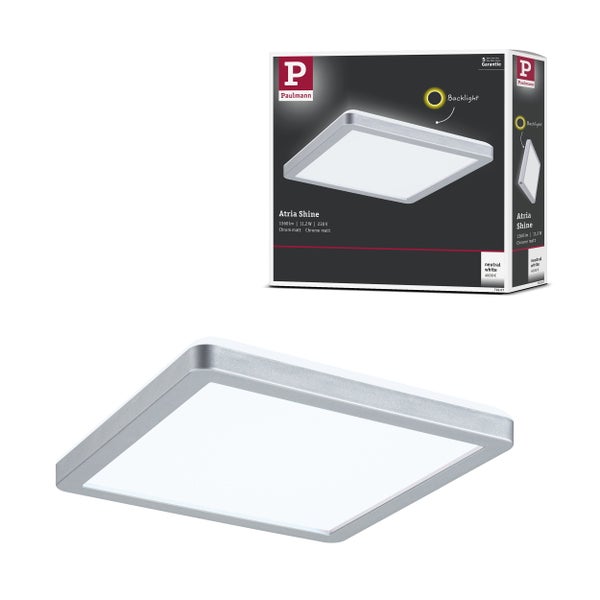 LED Panel Atria Shine Backlight eckig 190x190 mm 11,2W 900lm 4000K Chrom matt