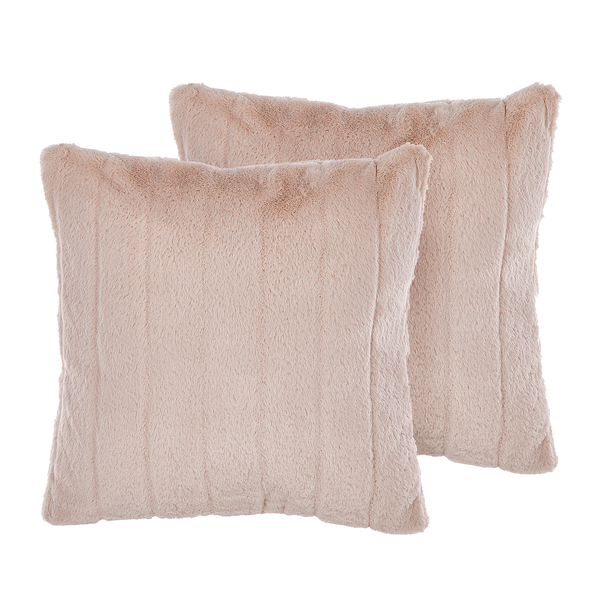 Dekokissen 2er Set PUMILA Webpelz 45 x 45 cm Pastellrosa Ohne Muster