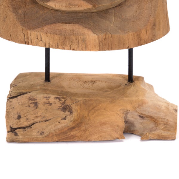 Skulptur Tiki Maske 40 cm, Massivholz geschnitzt, mit Sockel naturfarben