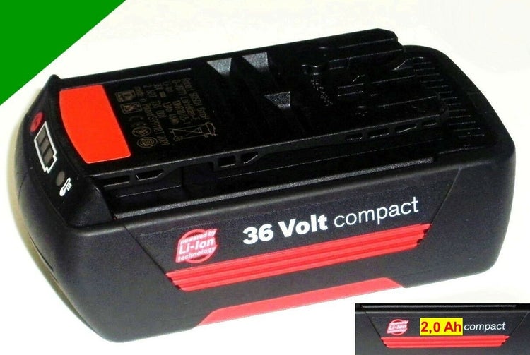Bosch Lithium Ionen Akku 36 Volt 2,0 Amperestunden kompakt fuer Elektrowerkzeuge