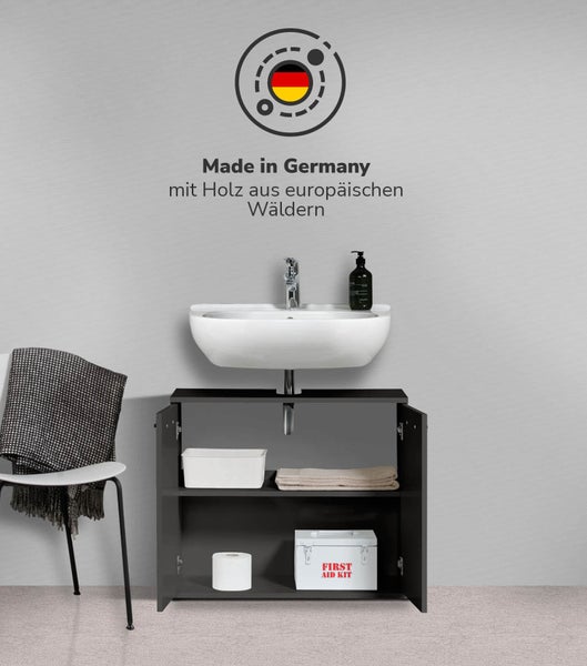 mokebo Waschbeckenunterschrank 'Der Waschbär' Waschtischunterschrank in 60x70x34 (HxBxT) in Anthrazit