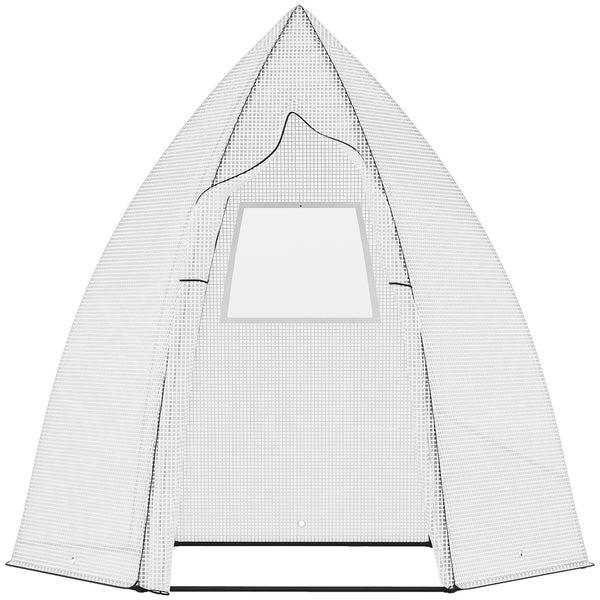 Outsunny Mini Gewächshaus, mit Rolltür, 160 x 140 x 180 cm, Metall, PE-Kunststoff, Weiß