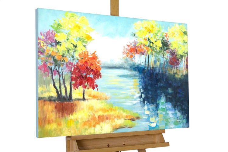 Handgemaltes Gemälde Acrylfarbe 90x60cm Bunt