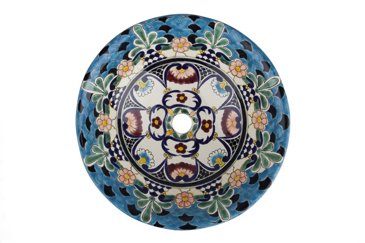 Aufsatzwaschbecken aus Keramik mit floralem Muster