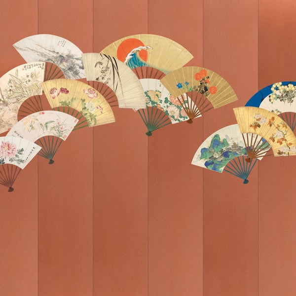 Dekorative Tapete mit Fächermotiven