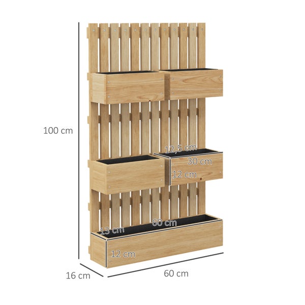 Outsunny Hochbeet Holz, verstellbar Pflanzbeet mit Rankgitter Frühbeet Gartenbeet Blumenkasten Pflanzkasten 60x16x100cm für Garten Balkon, Gartenspalier für Blumen, Kletterpflanzen, Gemüse Kräuter