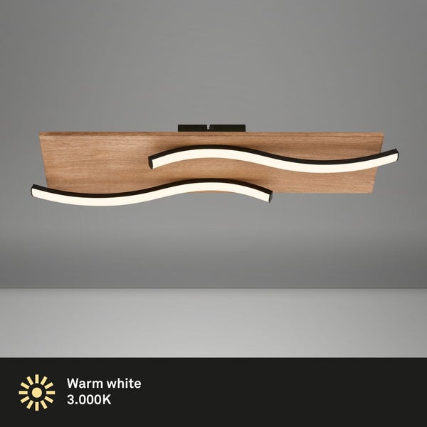 Deckenlampe Wellenförmige Deckenleuchte Schlafzimmer Wohnzimmer Warmweiß Holz