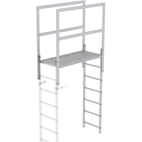 Metalltreppe mit Plattform und Geländer für erhöhten Zugang