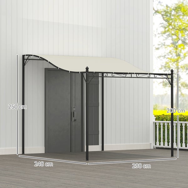 Outsunny Anbaupavillon Pergola mit Dach, Wasserabweisend Pavillon Vordach, freistehend Gartenpavillon Terrassenpavillon Überdachung Sonnenschutz für Terrasse Garten ca. 2,5x3x2,5 m Cremeweiß
