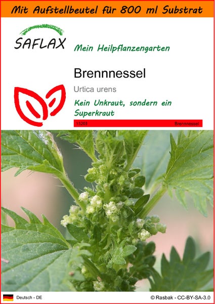 SAFLAX Garden in the bag - Brennnessel - Urtica urens - 150 Samen - Mit Anzuchtsubstrat im praktischen, selbst aufstellenden Beutel