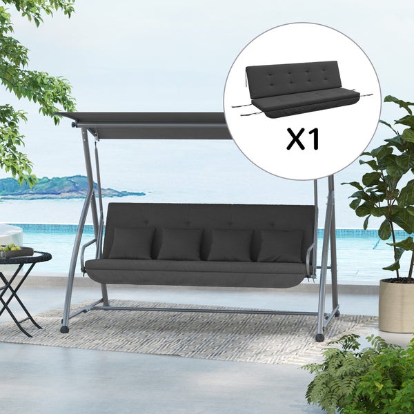 Outsunny Auflagen-Set für Hollywoodschaukel,  Stuhlkissen, Polyesterstoff, 3D vertikaler Schaumstoff, Schaumstoff, 170 cm, Dunkelgrau