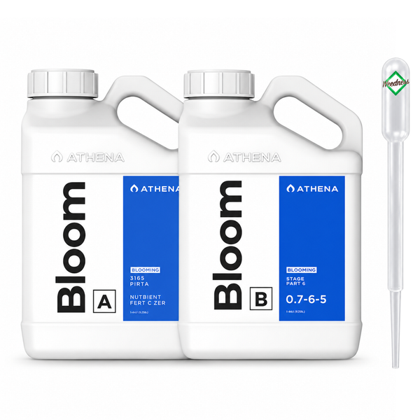Athena Bloom A und B Pflanzendünger im Doppelpack mit Dosierpipette für die Blütephase.