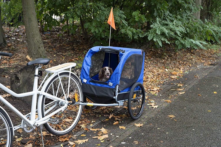 Sena Fahrradanhänger für Hunde bis 26 kg, Klappbarer Hundewagen für kleine & große Hunde, Transportanhänger 75x52x65 cm, Fahrradanhänger für Haustiere