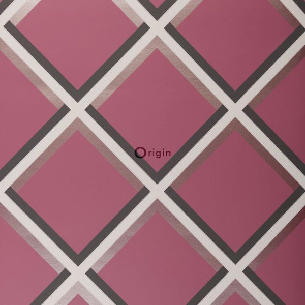 Origin Wallcoverings Tapete geometrisches Motiv Aubergineviolett - 52 cm x 10.05 m - 307129