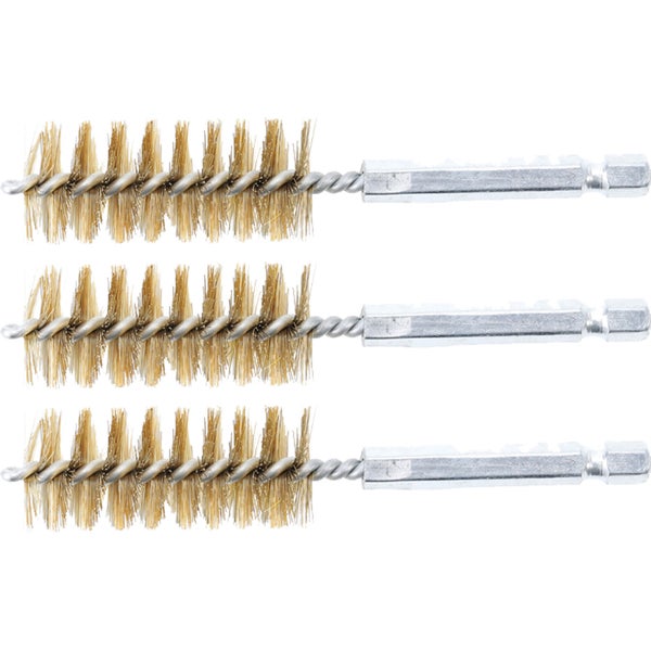 BGS Messingbürste 19 mm Antrieb Außensechskant 6,3 mm (1/4) 3tlg. - 3078-19-M
