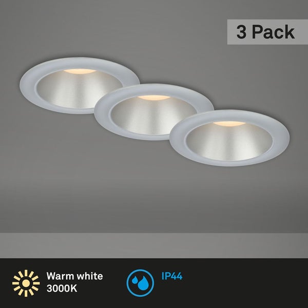 LED Einbauleuchten Bad 3er-Set Innenreflektor silber 4,9W Ø9,5 cm chrom Briloner