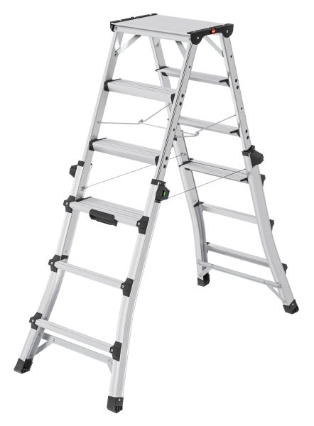 Hailo D100 TL TopLine Stehleiter mit teleskopierbaren Holmen 2x4-2x6 Stufen