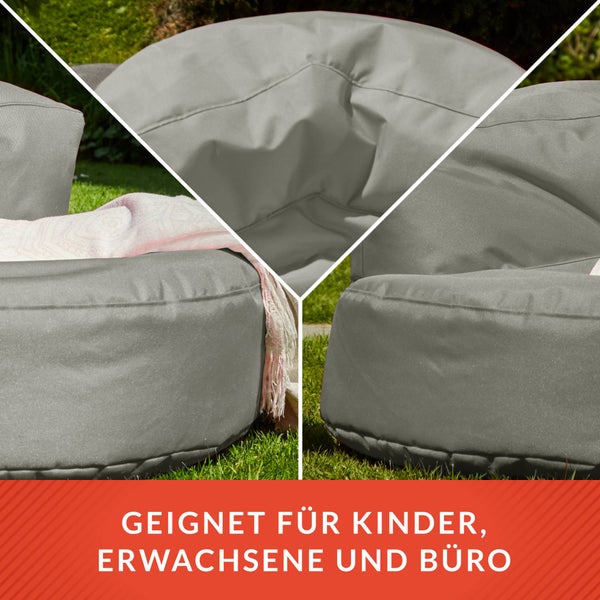 Green Bean Sitzsack Sofa mit Füllmaterial - Lounge im Sitzsack-Design 90x50cm mit ergonomischer Rückenlehne & waschbarem Bezug - Indoor und Outdoor geeignet in Khaki