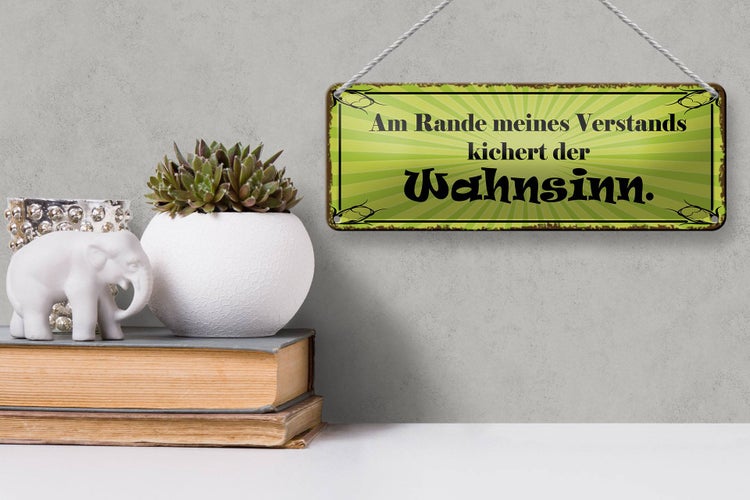 Blechschild Spruch 27x10cm Am Rande Verstands Wahnsinn Dekoration