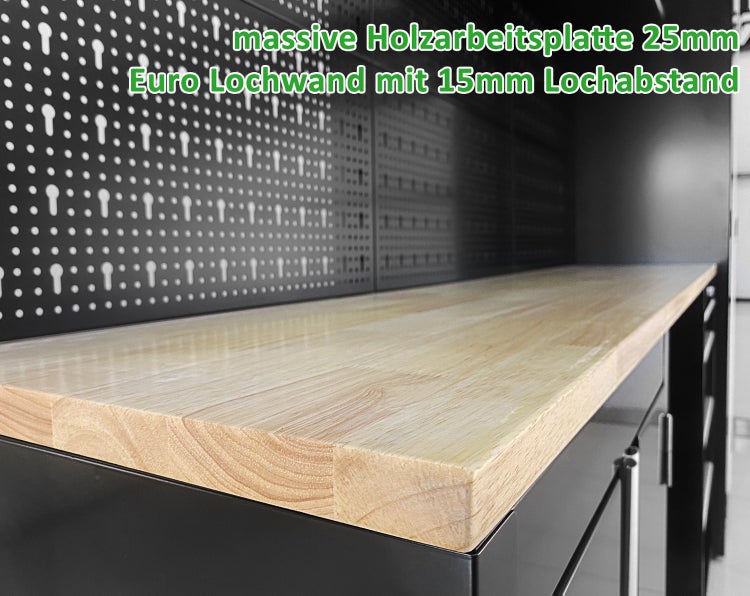 Ondis24 XL Männerküche 260cm Werkstatteinrichtung 9 Teile, Werkbank