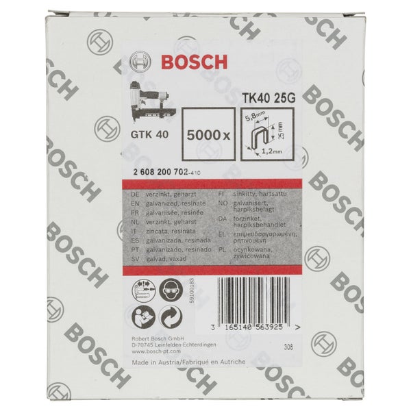 Bosch GTK 40 Klammern, 5000 Stück, verzinkt und geharzt