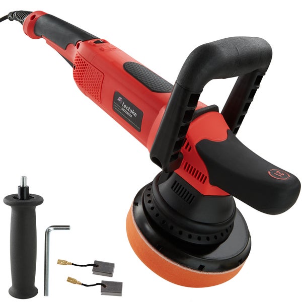3-teiliges Exzenter Poliermaschinen-Set tectake  inklusive 2 Ersatzkohlen 810 W schwarz/rot