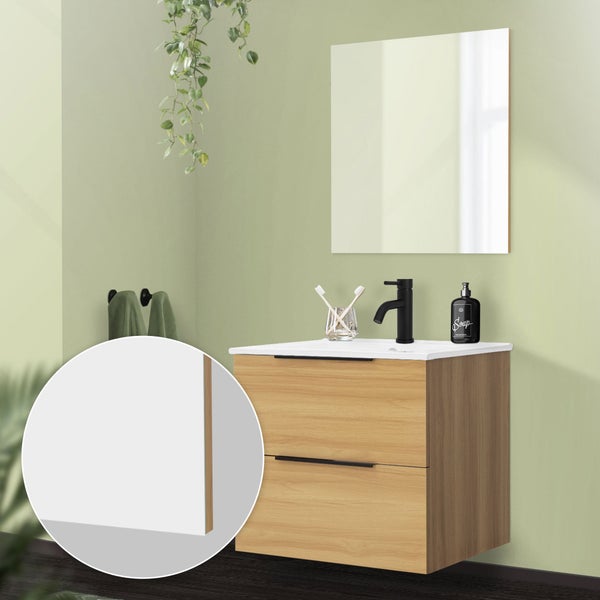 ML-Design Badspiegel, Weiß, Spiegel 60 x 60 cm, Glas, Rahmenlos Badezimmerspiegel, Quadratische Wandspiegel, Badezimmer Spiegel, Dekospiegel, Einfache Montage, Wandmontage, Deko Spiegel