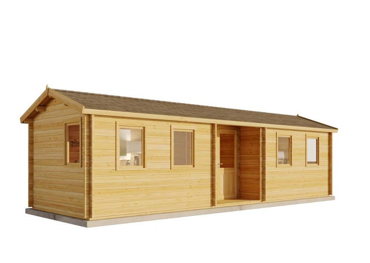 Alpholz Gartenhaus Helmand Gartenhaus aus Holz, Holzhaus mit 44 mm Wandstärke, Blockbohlenhaus mit Montagematerial, Naturbelassen 9,2x3,3m