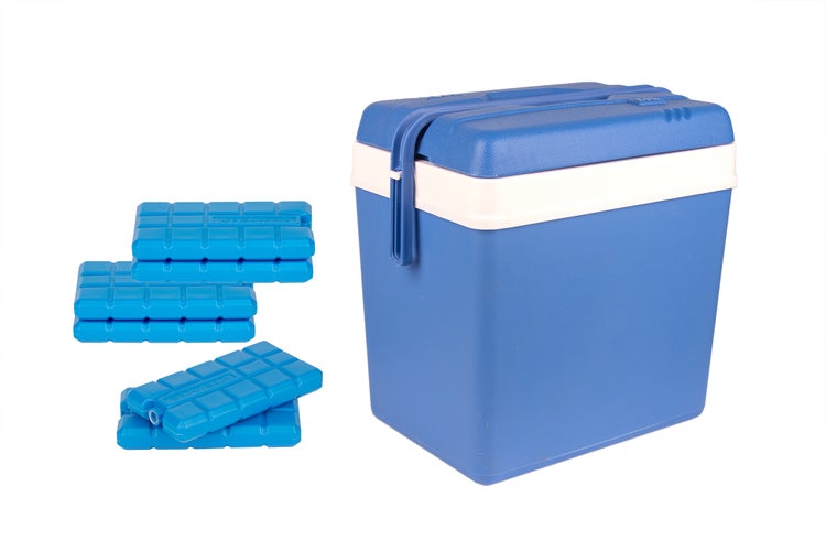 Kühlbox 24 Liter blau/weiß inkl. 6 Kühlakkus - Bis zu 11 Std. Kühlung - Thermobox aus Kunststoff - Outdoor Kühltasche für Camping, Picknick, Grillen & Garten