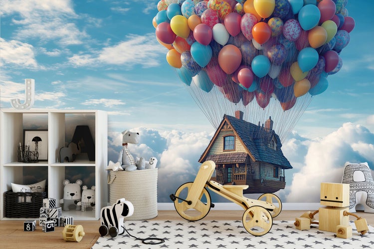 Fototapete Kinderzimmer Mädchen Luftballons Himmel Tapete Kinder 400x280 cm