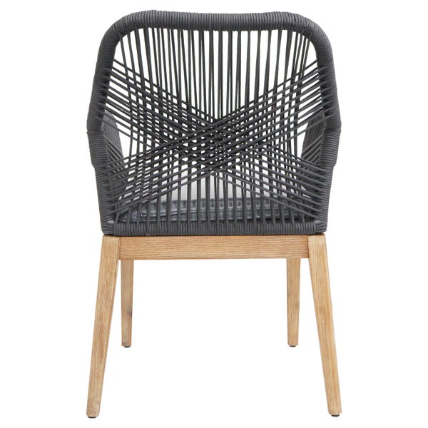 Gartensessel mit Seilbespannung und Holzbeinen