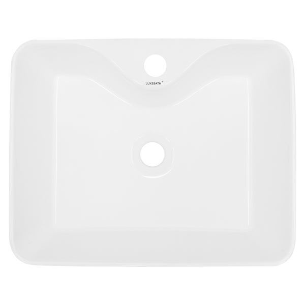 ECD Germany Design Waschbecken Waschtisch 480 x 380 x 140 mm inkl. Ablaufgarnitur für Waschbecken ohne Überlauf - Keramik Weiß Aufsatzbecken Aufsatzwaschbecken Waschschale Aufsatzwaschtisch Spülbecken