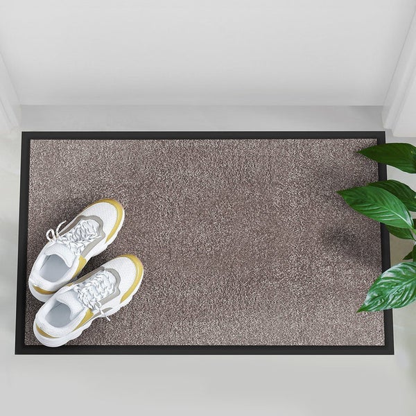 FLOORDIREKT Fußmatte Rhine - Unicolor - Schmutzfangmatte für Innen & Außenbereiche - Hellbeige - 90 x 120 cm