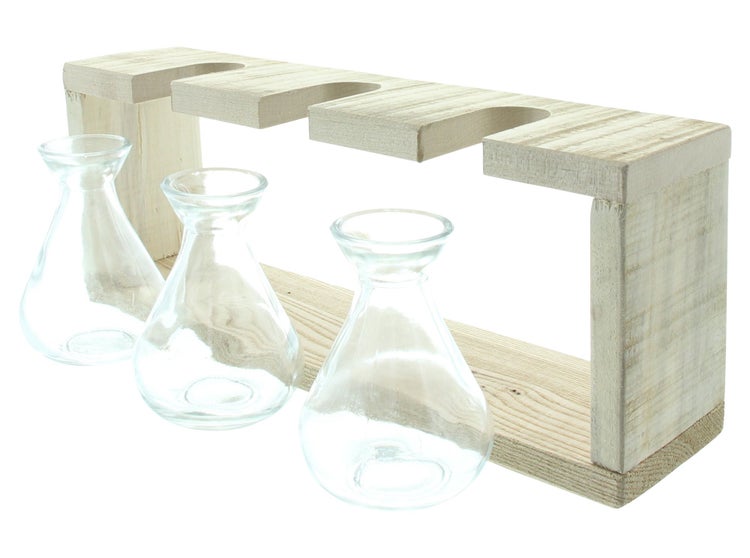 FRANK FLECHTWAREN | Vasenhalter Wood, HOLZ, 34 x 8 x 14,5 cm