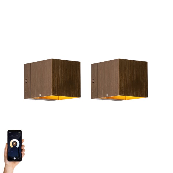 2er-Set Smart Wandleuchten Dunkelbronze 8 cm Inkl. Wifi G9 - Transfer