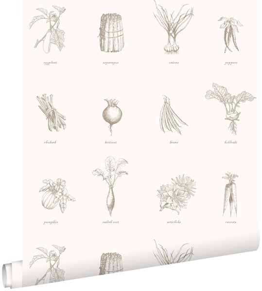 ESTAhome Tapete Gemüse Beige - 53 cm x 10.05 m - 127613