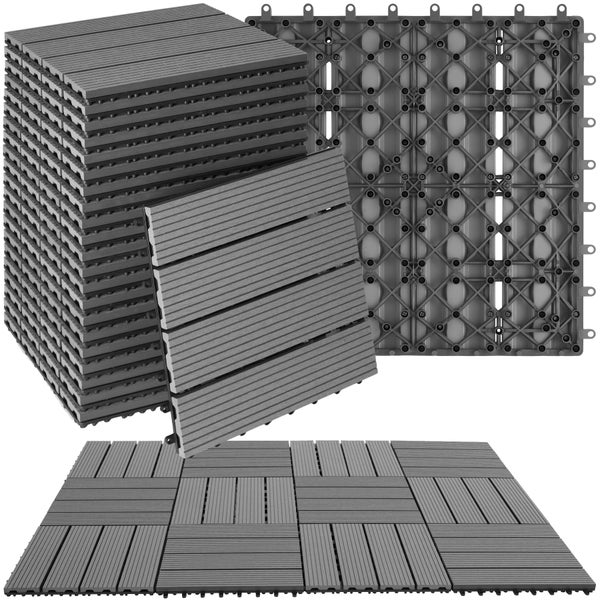 Terrassenfliesen tectake Tegulas 31 x 31 x 2,2 cm 22er Set im Klicksystem grau