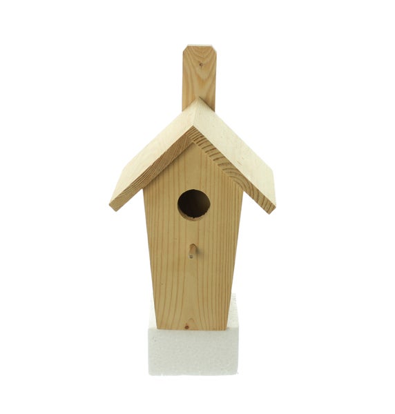 FRANK FLECHTWAREN | Nistkasten Vogelhaus, HOLZ, Häuschen 15 x 11 x 20 cm, GH 30 cm