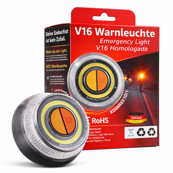 V16 Warnleuchte mit Verpackung