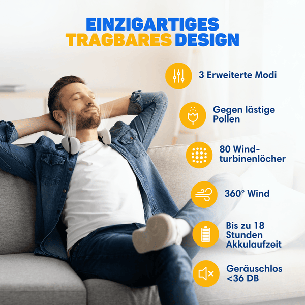 Vulpes Goods Nackenventilator - Mini Ventilator - Tragbarer Gesichtslüfter - USB aufladbar - Wiederaufladbar - 3 Stufen