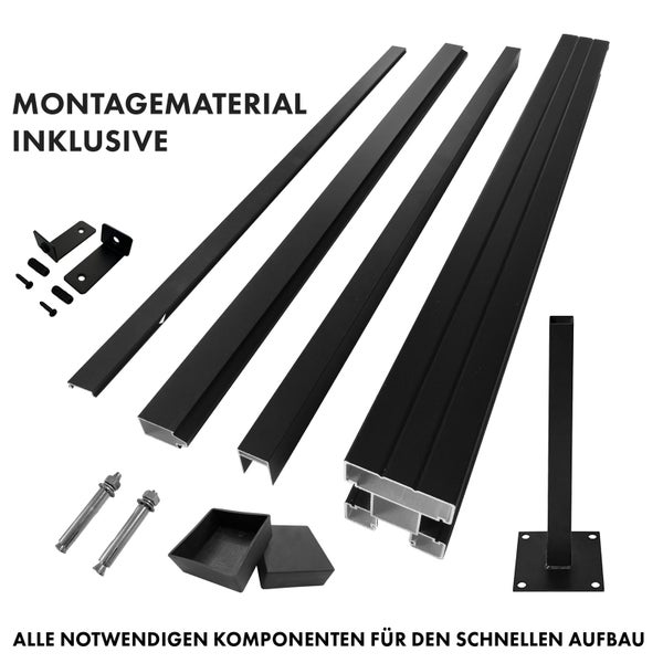 FLOORDIREKT WPC Sichtschutzzaun Kronos Komplettset Gartenzaun 180 x 180 cm Ash Grey