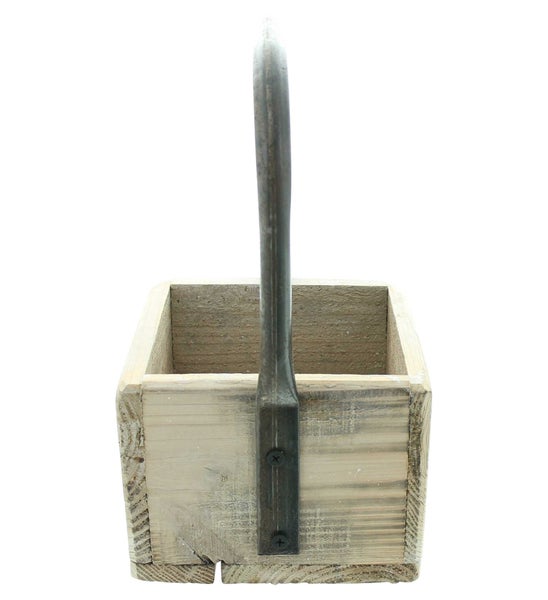 FRANK FLECHTWAREN | Kiste Metallbügel, HOLZ, METALL, 15 x 15 x 25 cm