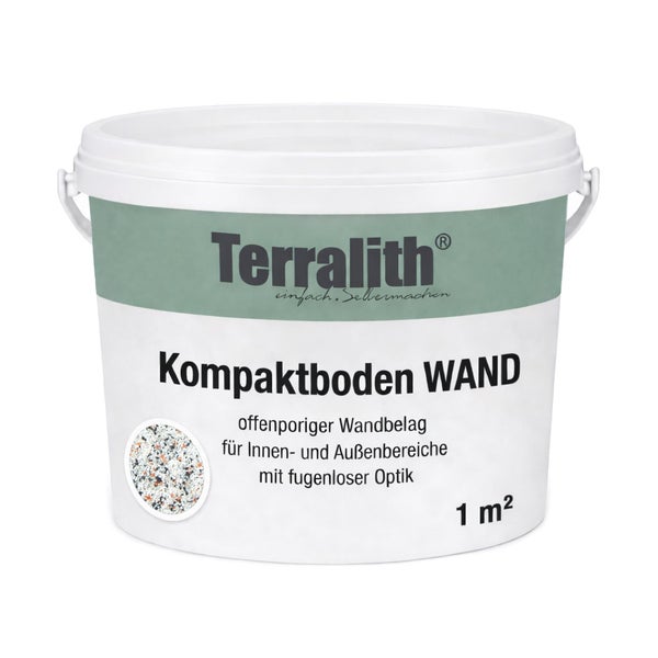 Terralith Kompaktboden WAND, offenporiger Wandbelag für Innen- und Außenbereiche für 1 Quadratmeter.