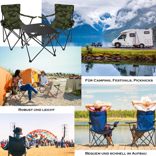 Campingmöbel-Set mit zwei Campingstühlen und einem Campingtisch