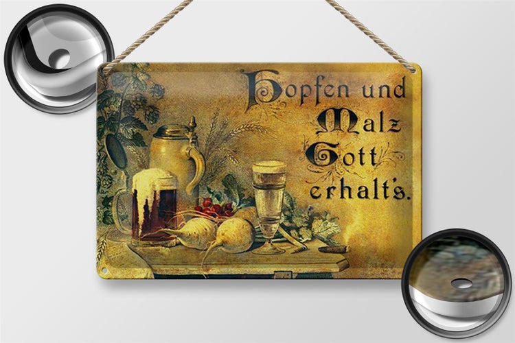 Blechschild Spruch 30x20cm Hopfen und Malz Gott erhalt´s