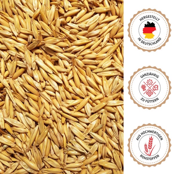 Vogelfutter Hafer mit Siegeln: Hergestellt in Deutschland, Ganzjährig zu füttern, Aus hochwertigen Rohstoffen