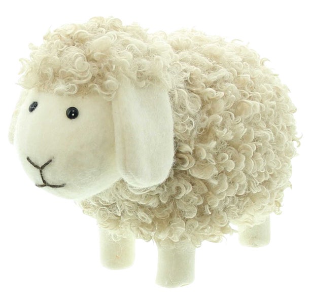 FRANK FLECHTWAREN | Dekoschäfchen Wolli, KUNSTSTOFF, FILZ, TEXTIL, 26 x 13 x 20 cm