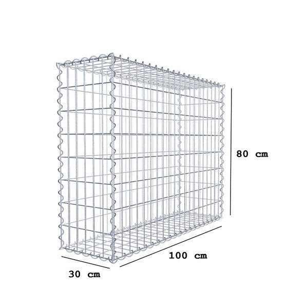 Gabione 100 cm x 80 cm x 30 cm (L x H x T), Maschenweite 5 cm x 10 cm, Spirale